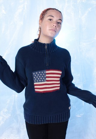 VINTAGE RALPH LAUREN NAVY KNITTED JUMPER