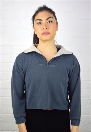 VINTAGE 90'S 1/4 ZIP CROPPED SWEATSHIRT