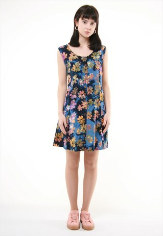 90S VINTAGE MINI SLEEP FLORAL DRESS GRUNGE STYLE 424