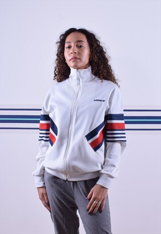WHITE, BLUE AND RED ADIDAS TREFOIL TRACK JACKET