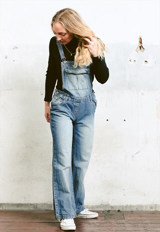 VINTAGE Y2K FLARED DENIM DUNGAREES