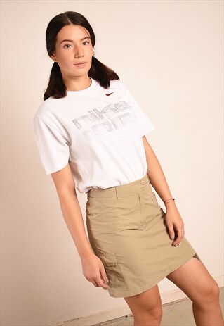 Y2K RETRO MILITARY CARGO STYLE BEIGE MINI SKIRT