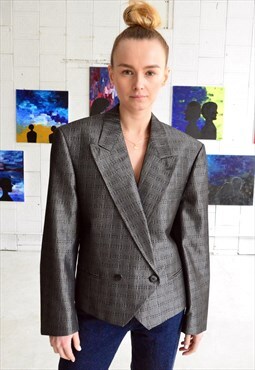 Silver Vintage Short Jacket Blazer 80s.