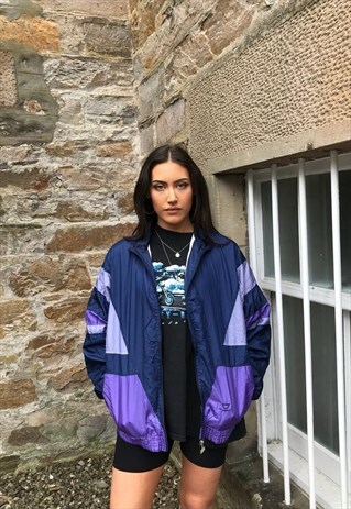 VINTAGE WINDBREAKER FESTIVAL OVERSIZED BOMBER SHELL JACKET