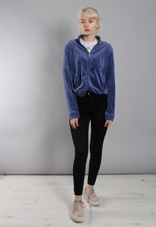 VINTAGE 90S BLUE CRUSHED VELVET TRACK JACKET