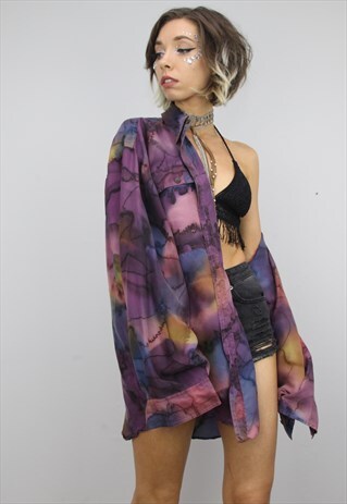 VINTAGE 80S/90S OVERSIZED PATTERNED SILK SHIRT