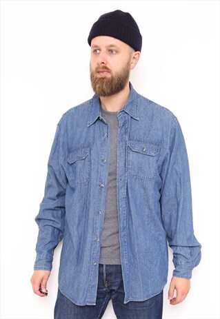 VINTAGE WRANGLER BLUE DENIM SHIRT