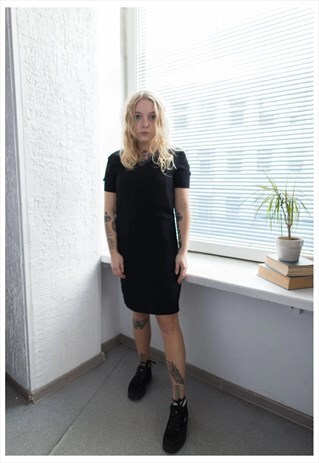 VINTAGE 90'S BLACK MINI V-NECK SHORT SLEEVED DRESS