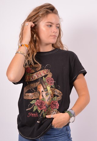 VINTAGE HARD ROCK CAFE PARIS T-SHIRT TOP BLACK