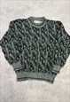 VINTAGE KNITTED JUMPER ABSTRACT PATTERNED KNIT SWEATER