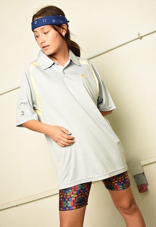 Y2K RETRO ADIDAS ATHLEISURE SPORTS POLO T-SHIRT TEE IN GREY