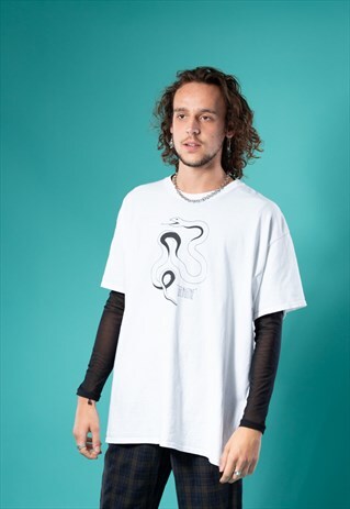 WHITE SNAKE T-SHIRT WITH BLACK MOTIF