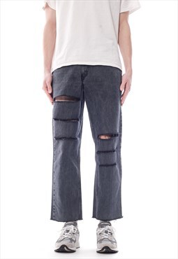 Vintage VALENTINO Jeans Distressed Denim Pants 90s Grey