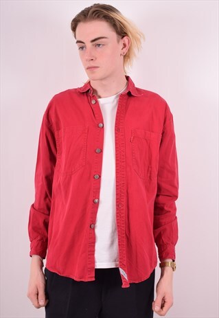 LEVI'S MENS VINTAGE DENIM SHIRT SMALL RED 90S