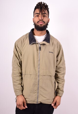 DIADORA MENS VINTAGE JACKET LARGE KHAKI 90'S