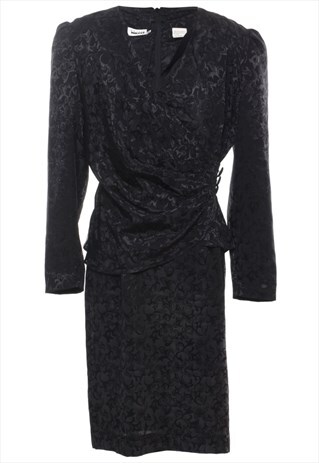 BEYOND RETRO VINTAGE BLACK JACQUARD  DRESS - M
