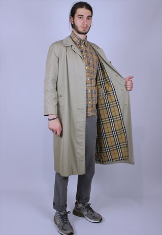 BURBERRY VINTAGE TRENCH COAT JACKET MEN RARE