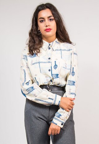 90'S VINTAGE WAVEY ABSTRACT PATTERN SHIRT