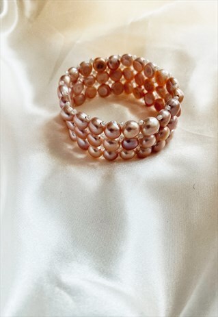ROSE FAUX PEARL BEADED BRACELET