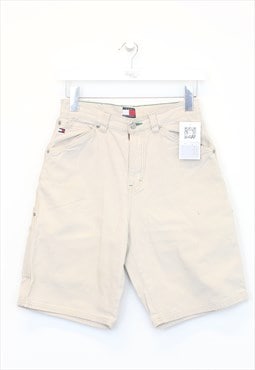 Vintage Hilfiger carpenter shorts in beige. Best fits W25"