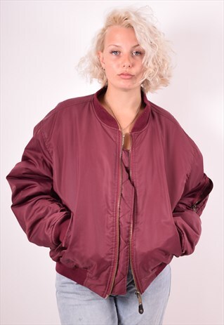 WOMENS VINTAGE BOMBER JACKET LARGE PURPLE 90S