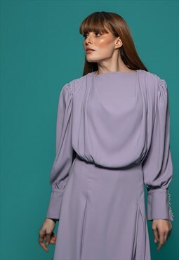 Lilac long sleeve crepe dress