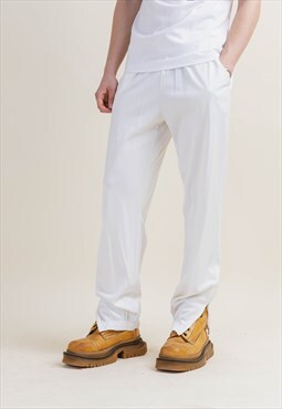 Vintage Wimbledon Relaxed Drawstring White Track Pant L/XL