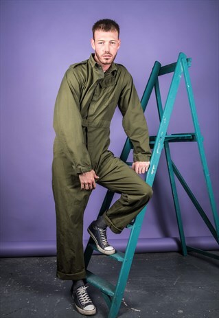 VINTAGE KHAKI GREEN BOILERSUIT