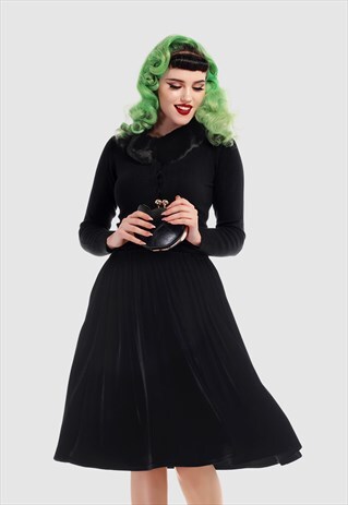 JASMINE SWING MIDI SKIRT IN BLACK VELVET