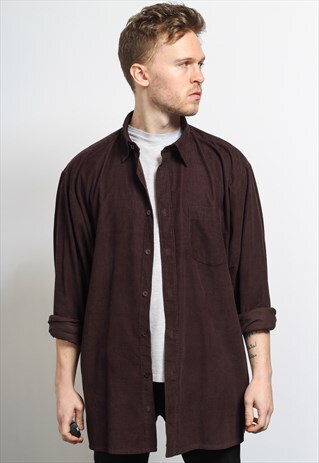 VINTAGE CORDUROY CORD SHIRT BROWN