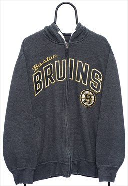 Vintage NHL Boston Bruins Grey Full Zip Hoodie Womens