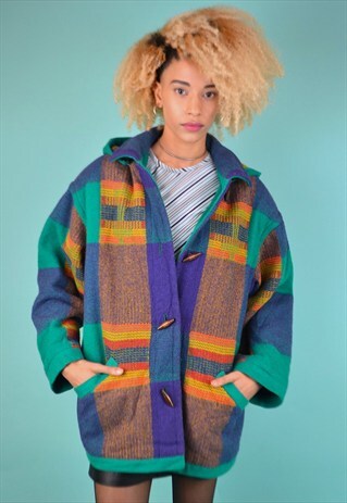 VINTAGE 90'S HOODED WOOL COAT