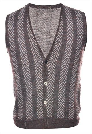 Vintage Sweater Herringbone Tweed Vest - M