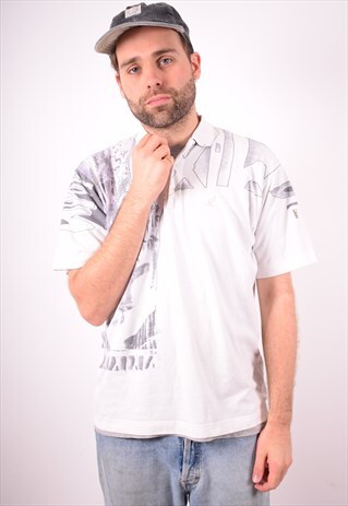 AUSTRALIAN L'ALPINA MENS VINTAGE POLO SHIRT LARGE WHITE 90S