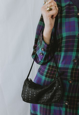 VINTAGE BLACK FABRIC BAGUETTE BAG