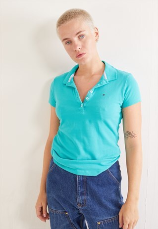VINTAGE TOMMY HILFIGER POLO TOP BLUE