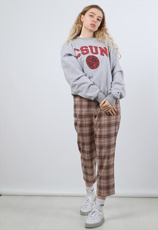 VINTAGE CHAMPION SMALL GREY COLLEGE PRINT SWEATSHIRT