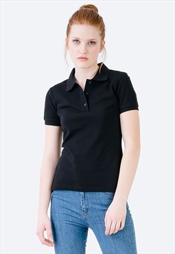 Slim Fit Classic Polo Collared T-shirt in Black
