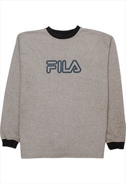 Vintage 90's Fila Sweatshirt Spellout Crewneck Grey XXLarge