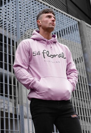 LARGE GRAPHIC PULLOVER HOODY - LILAC PURPLE PINK