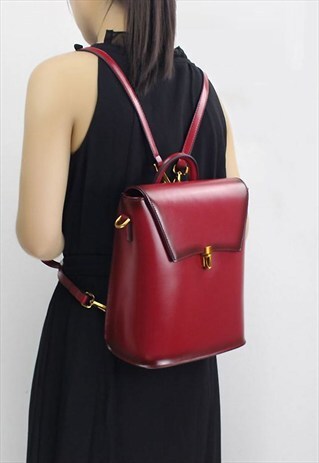 LEATHER BACKPACK / SHOULDER BAG RED
