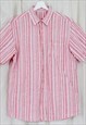 VINTAGE RAMIE COTTON SHIRT IN STRIPED PATTERN SHORT SLEEVE