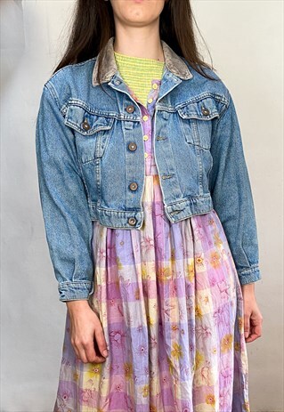 VINTAGE 90'S CROPPED LIGHT WASH DENIM JACKET