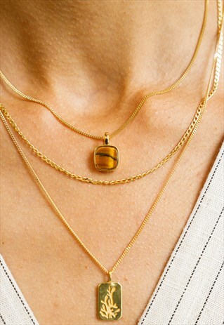 RAYTIGER'S EYE AND GOLD VERMEIL PENDANT