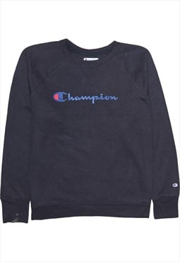 Vintage 90's Champion Sweatshirt Spellout Crew Neck Black