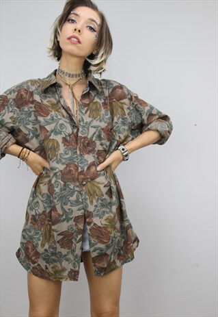 VINTAGE 80S/90S OVERSIZED PATTERNED SHIRT