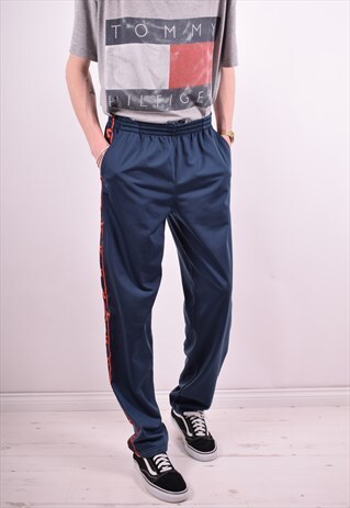 DIADORA MENS VINTAGE TRACKSUIT TROUSERS W34 L34 BLUE 90'S
