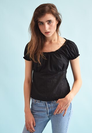 90'S RETRO BOHO FESTIVAL FLORAL EMBROIDERY TOP