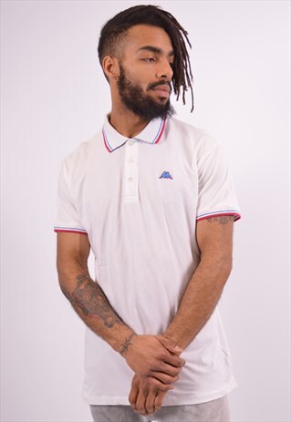 ROBE DI KAPPA MENS VINTAGE POLO SHIRT XXL WHITE 90S