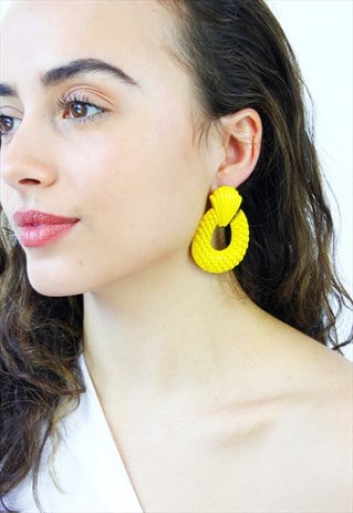 YELLOW DOOR KNOCKER EARRINGS